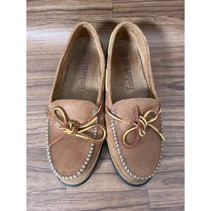 Timberlands Womens Tan Brown Boat Shoes Moccasins‎ Size 7 M Classic Preppy
